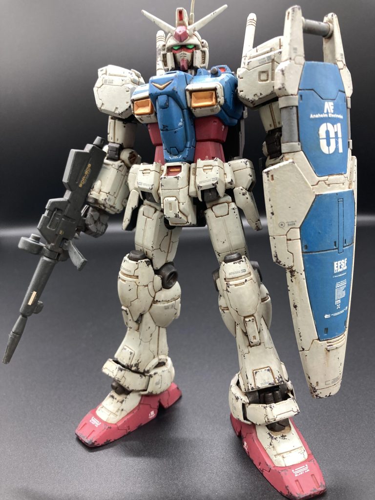 スジボリプラ板工作（鎖骨センサー・前腕ノズル・肩）アクリジョン全塗装（筆塗り）ウェザリング