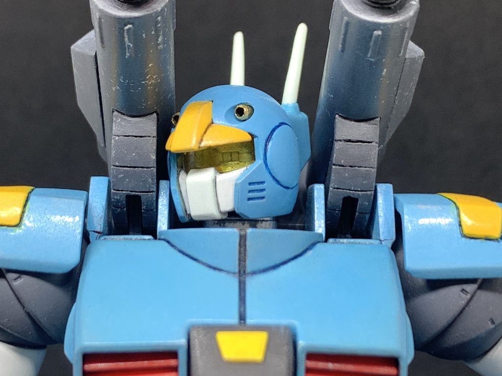 クリアレジンで複製したバイザー!真鍮菅でなんかかっこよくなったバルカン砲!かっこいいねガンキャノン!
