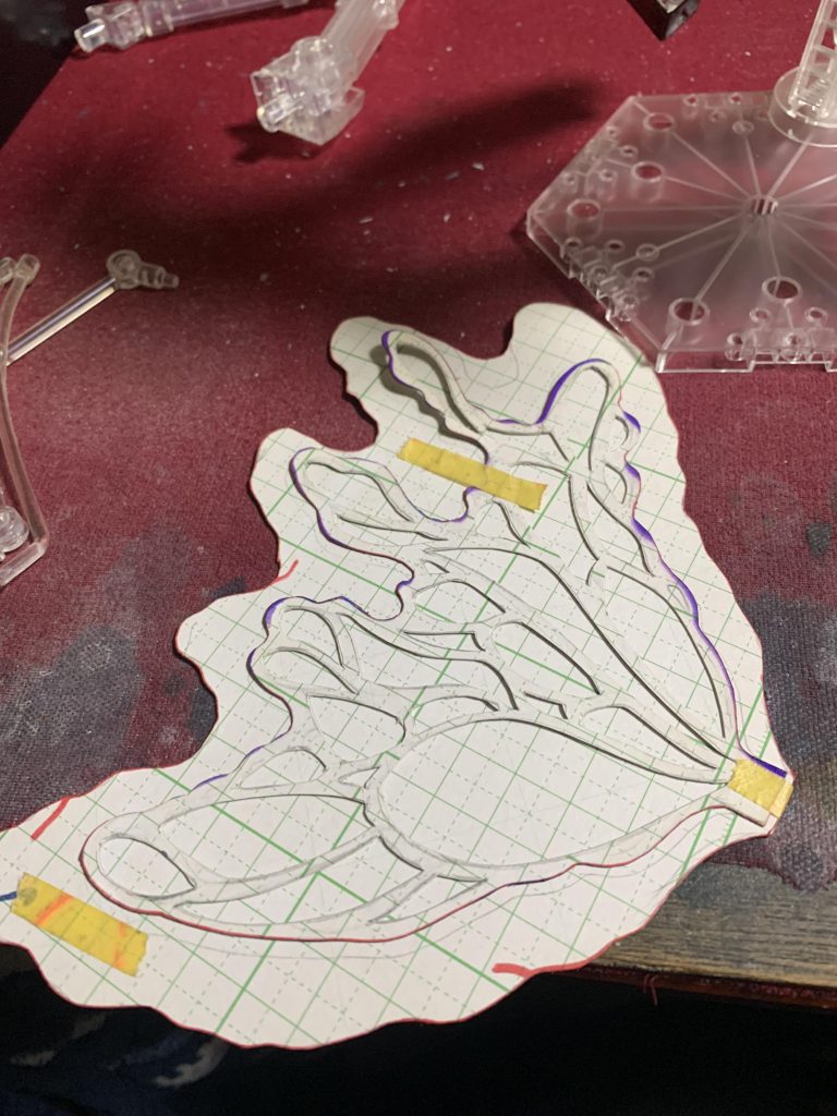 他のターンエーを作ったときに使用した月光蝶エフェクト用の台紙を捨てなくてよかった〜。こういうのを作るのは時間がかかるのよね…