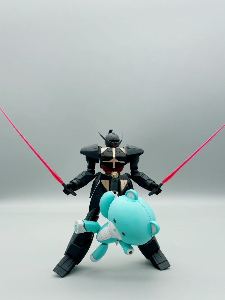 ネオジム磁石でくっつけてプチッガイを浮かせてます。ロ、ロ、ロォックン　ローーーール！！！