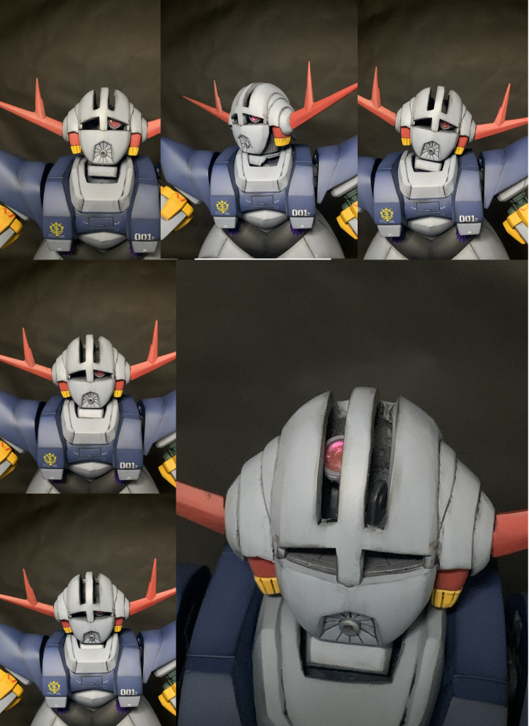 頭部は自作。モノアイはあっちこっち動かせます。首も動きます。