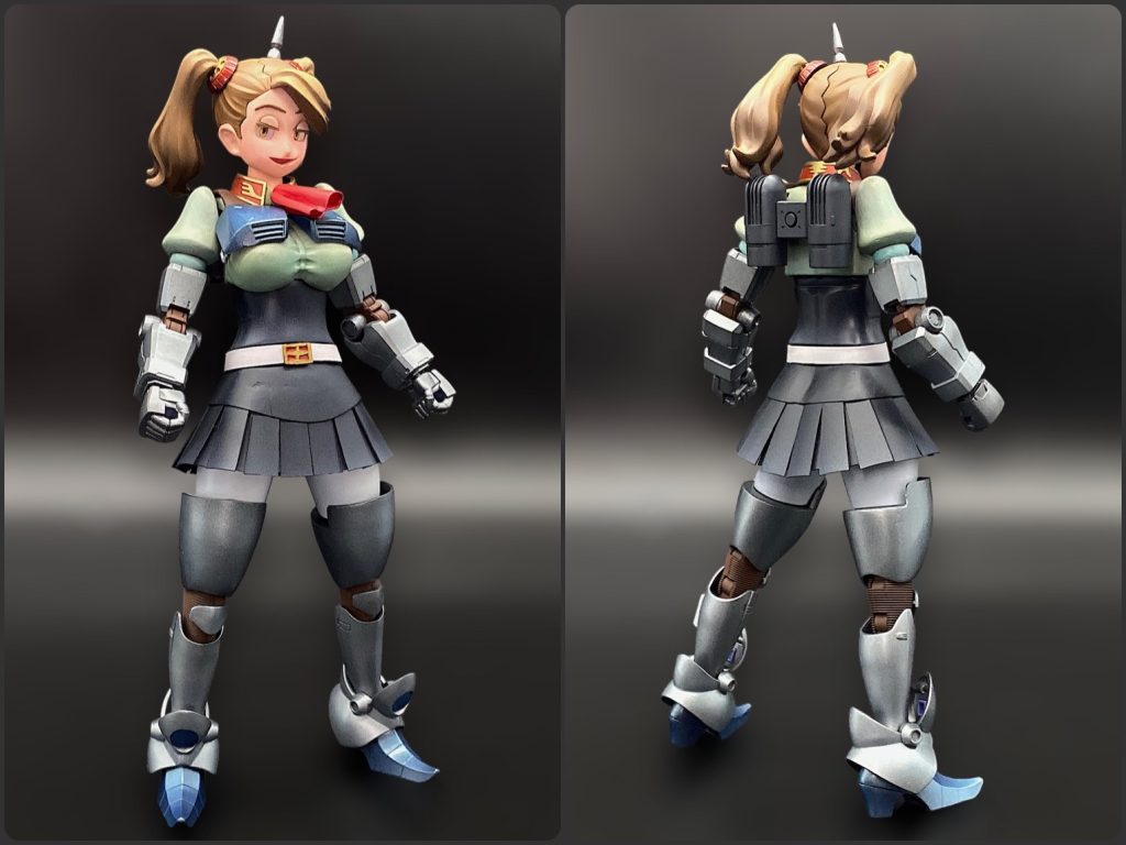 名目的にははいぱーギャン子なので、MS少女への換装も用意しました。とは言え元のデザインは好みではないので、ギャン=西洋甲冑のイメージで、鎧を着たギャン子風に仕立てています。