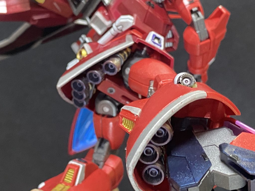 バーニアは後はめ加工をして、青焼けにしてみました。(シルバー→黄色→赤→青)