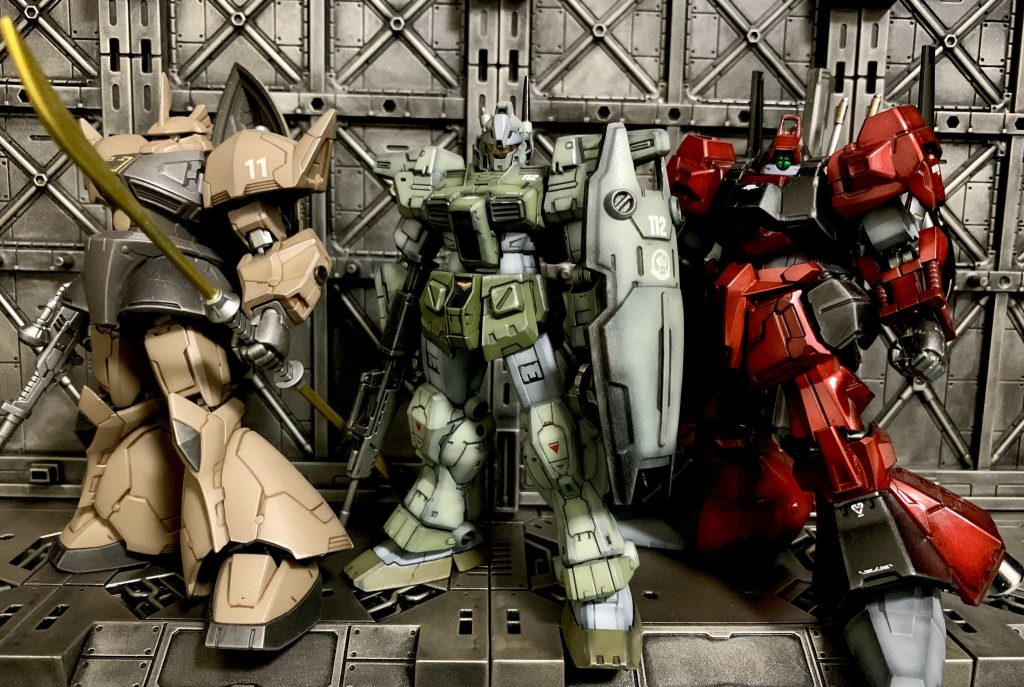 Gフレームさん集合!食玩なのですぐに作れて安いです。それなのにモールド多めで墨入れするだけでカッコ良いのでオススメですよ〜♪