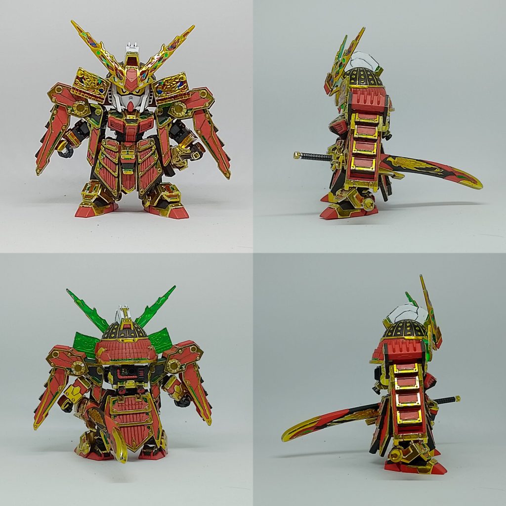 輝羅鋼がクリアグリーンパーツに印刷されているため、そのクリアな効果を維持するために、キラハガネの印刷部分のみをカバーし、裏側は塗装していません