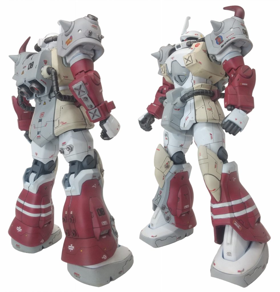 整備員B:しかし、なんでアシンメトリーなんだろ整備員A:テストパパイロットが、右側にプロテクター付けてくれと要望しているみたい。自打球がどうとか。。。なんのこっちゃ整備員B:新兵器用に、現地で更に換装するとか整備員A:そう、あの欠番になっていた08小隊を復活させて実践テストするらしい。とりあえずこれで、出荷〜!!