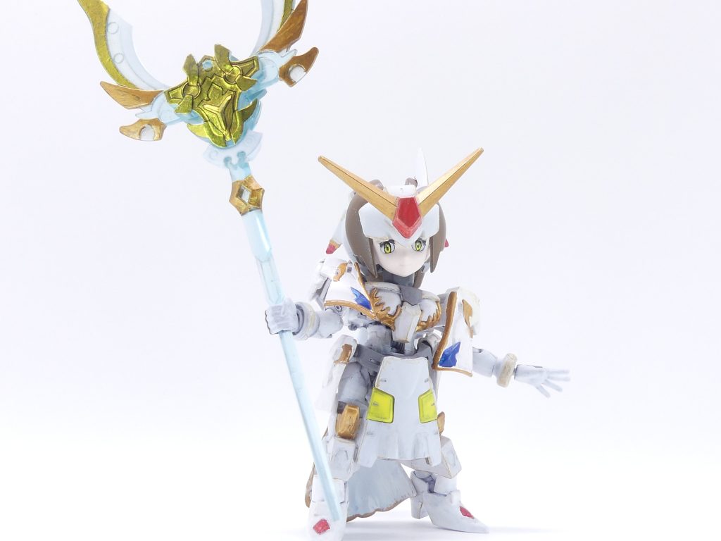 武器は当時品・ＳＤ武者頑駄無の魂武者闘刃丸から。ホイルシールも基本的にはそのままです。日時は経っていますが、輝羅鋼などとは違う輝きを放ちます。某クロスものの某女神様のイメージです。