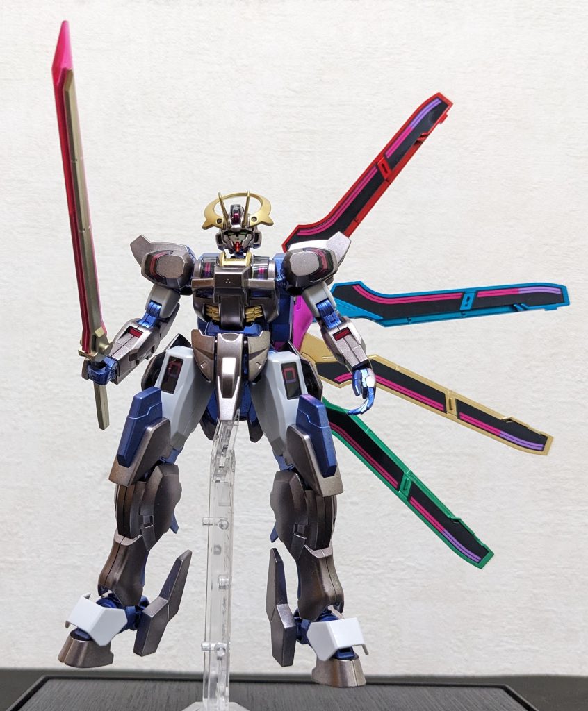 ガーディアン装備の正面素立ちうわ〜派手😆!!重量だけでなく足首の形状の関係上、自立はかなり厳しいッス😅