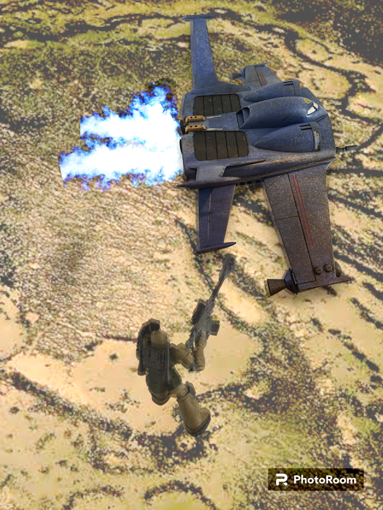 ???『鳥になってこい!幸運を祈る!!』移動力に低いザクⅠを狙撃ポイントまで運びます。両翼にはブースターも追加しています。