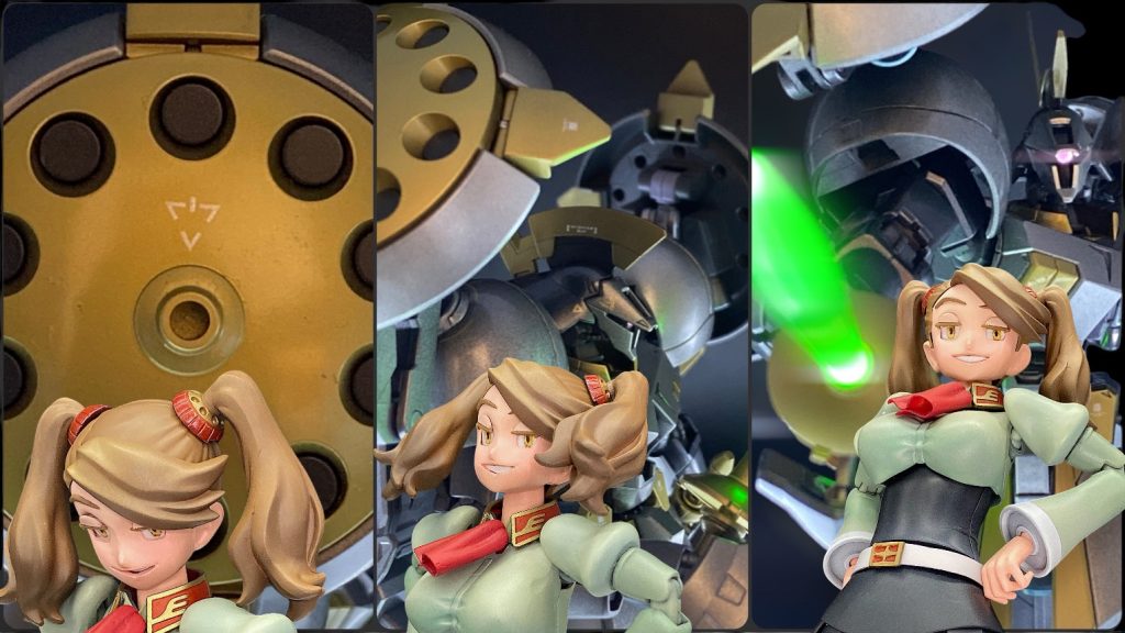 前期OPのワンカットを意識して加工してみました。メタル塗装にミライト発光のRギャギャが、ヒロイックでカッコ良いです!