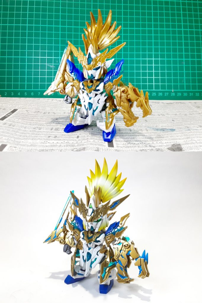 塗装前との比較加工は全体のシャープ化、肉抜き処理を施してます左手の武装の肉抜き処理がエグかった