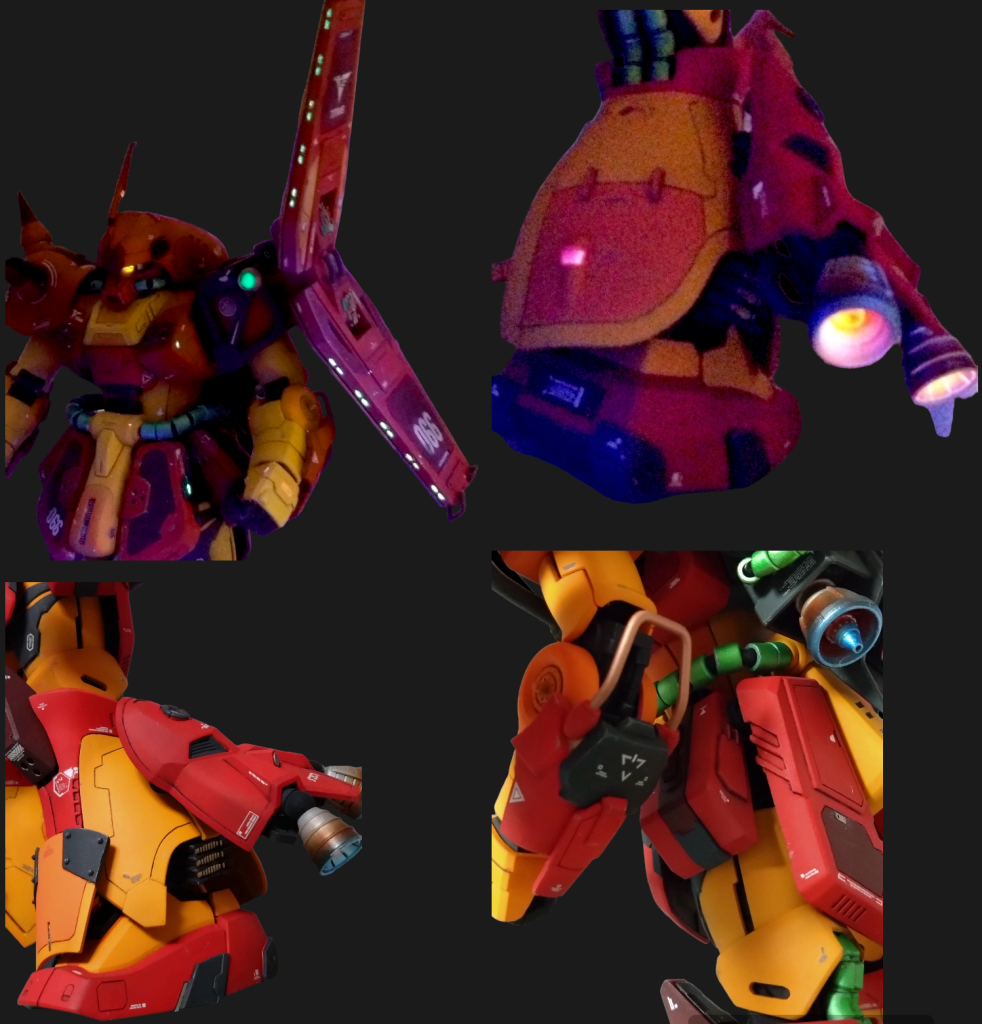 写真変更しました。せっかくなので蛍光塗料を光らせたのとアップな写真を載せてみました。暗くして撮影すると画質落ちるしLEDライトの色がなるべく強くならないようにとやりましたがイマイチですね…難しい。