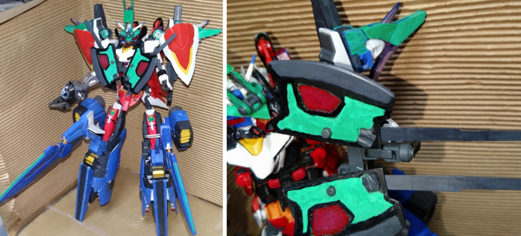 最後は『ロビンス』と『イクシード』。『イクシードロビン』リベロユニットドライヴの制限解除に加え、専用ヘッドアーマーの装着により索敵システム向上とレーダー探知範囲を拡大したことで精密な射撃を得意とする狙撃タイプのロビンスに更なる加速をプラスした形態。胸部分に装備されたロビンスアローによる物理攻撃対策により防御面が高い為、狙撃に機動力が高い形態とも言える。むろん、ロビンスアローは胸部分から外して手持ち武器として使えるのは変わらない。この形態時、主にロビンスは片腕にネクサスアームを装着しなければならない。 この形態時での主な武装。頭部ビームキャノン(顎部ビームキャノン)ロビンスアローロングライフルビームサーベルパルマフィオキーナビーム砲レギルスシールド×2 〜短めですが、ここからストーリーに入ります〜 トラベラーズの格納庫で、X(クロス)はメモリーから修復が終えたリベロの各部チェックと同時に、各形態の確認もモニターを使って行っていた。リベロの様々な形態の中で、メモリーはイクシードレッグアーマーを装着した様々なリベロの存在に気づく。 「ネクサスにタイラント、テンペスト、更にはロビンスにも装着することで驚異的な機動力を追加したリベロの姿。まさか、こんな形態も隠されていたとは……」「敢えて言うなら『イクシードミキシング』と呼ぼう。問題を抱えた欠陥機だが、リベロは更なる自分を求めている」「お前と同じでか?」 メモリーの問いに何も答えないX(クロス)。そんな彼の隣でメモリー、『イクシードロビン』の形態をモニターに出す。その時、あることに気づく。 「この姿、もしかして前に言ってた『究極形態』に近い姿じゃ……」「その問いには答えない。だが、近いうちに披露することになるだろう」「その時には教えてくれ。リベロの全形態の中で最も最強の形態を」 リベロにはまだ隠された姿がある。X(クロス)は何も言わず、その場を後にしようとした。 と、ここであることを思い出すX(クロス)は足を止める。 「そういえば、A.S.(アド・ステラ)に行く為の機体の開発はどこまで行っている?」「ほとんど終わっていて、あとはカラーリングだけが残ってる」 そうメモリーに教えて貰ったX(クロス)はしばらくトラベラーズを留守にする予定なのだ。行き先はガンダムが呪われた存在だと言われている世界『A.S.(アド・ステラ)』。 彼はその世界で何をするのか?魔女と出会うのか?目的は? そして、リベロの最強形態とは何なのか…? 謎が残るが、その答えは近いうちに語るであろう。 『機動時空転移 ガンダムリベロ 第21話:イクシードミキシング、そして……』 と、ストーリーはここまで。次の舞台は『水星の魔女』の世界の予定です。 それはそうと、リベロには最強とも言える究極形態が存在します。設定では一度その形態になったらノーマル以外の他の形態に変形できない仕様です。どんなモノかは後日までのお楽しみで…。 では、今回はここまで。次回も宜しくお願いします。