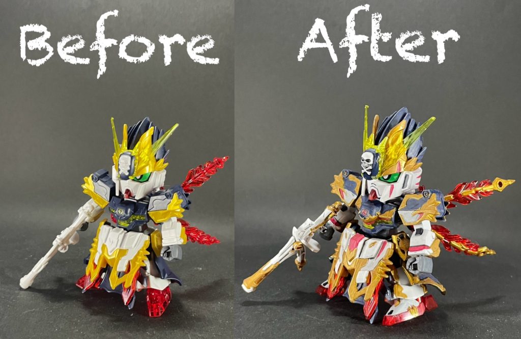 素組みとのビフォーアフター！いつもは半光沢だったんですが、つや消し仕上げにしたら、以外といい感じでした🎵