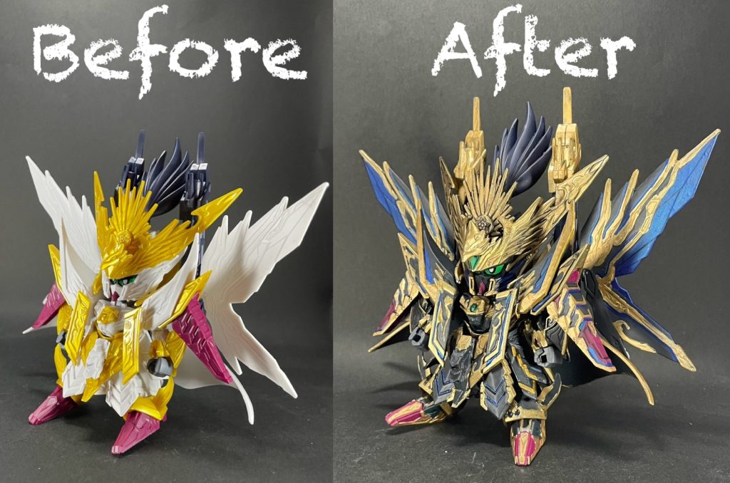 素組みとのビフォーアフター！3日間で仕上げたので、出来ることは限られていましたが、かなり印象は変わったと思います🎵