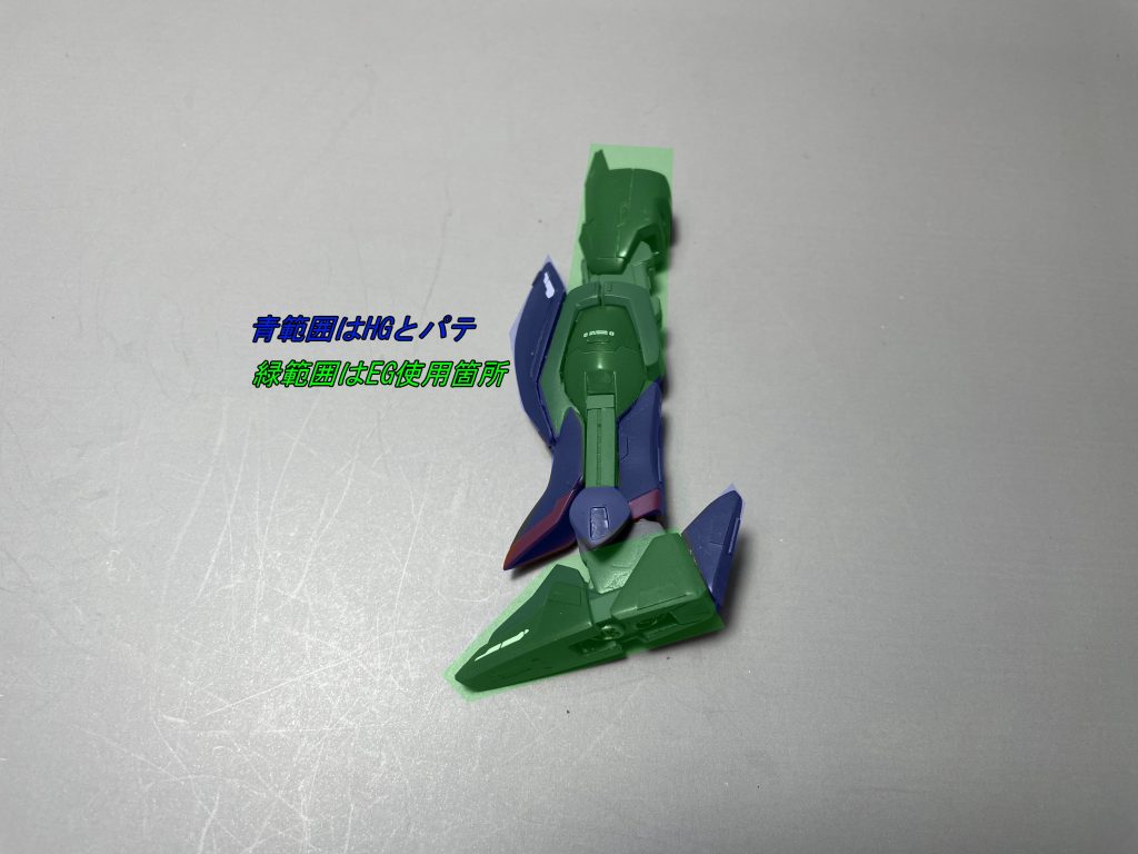 一番時間かかった脛EGストライクを芯にHGを切り刻んで組み合わせています。膝は全部スクラッチで形出して、おゆまるで複製してます。歪んでますけどね、かなしい