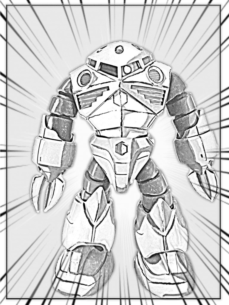 モノクロなんで理想はモノクロ画像加工した、こんな感じだったんですけど、実際は