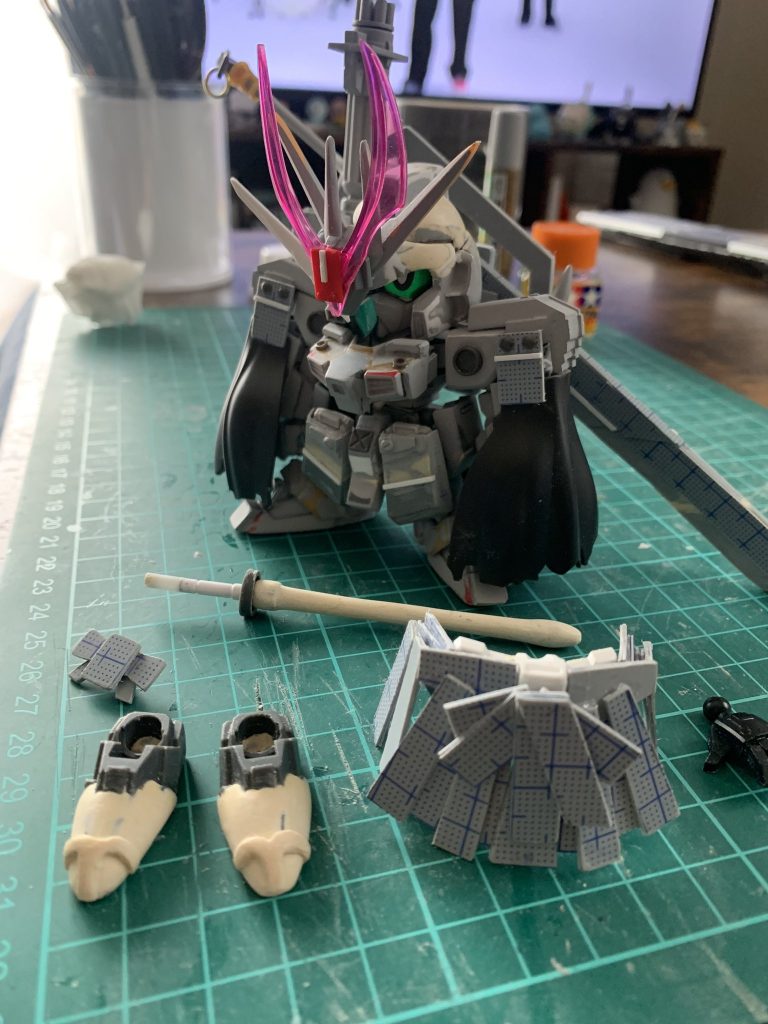 最後にサフ萌!ここに鬼面の写真が残っておりましたね。まだお目目シールもユニコーンのままです。とにかく自分の好きなものを詰め込んだプラモになりました。リベンジしたい部分も沢山ありますが、自分らしさみたいなものは出せたのかな? とも思います。次は何をお出しできるか分かりませんが、どうか次回も見て頂ければ!