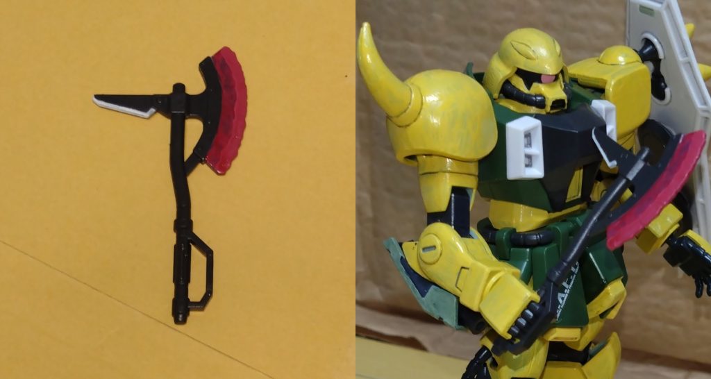 ビームトマホークシールドに収納されているビーム兵装の斧。ブーメランみたいに投げつけることも可能。