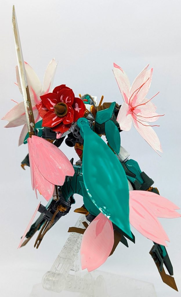 フラワードライブに武器と葉状のマントを装備