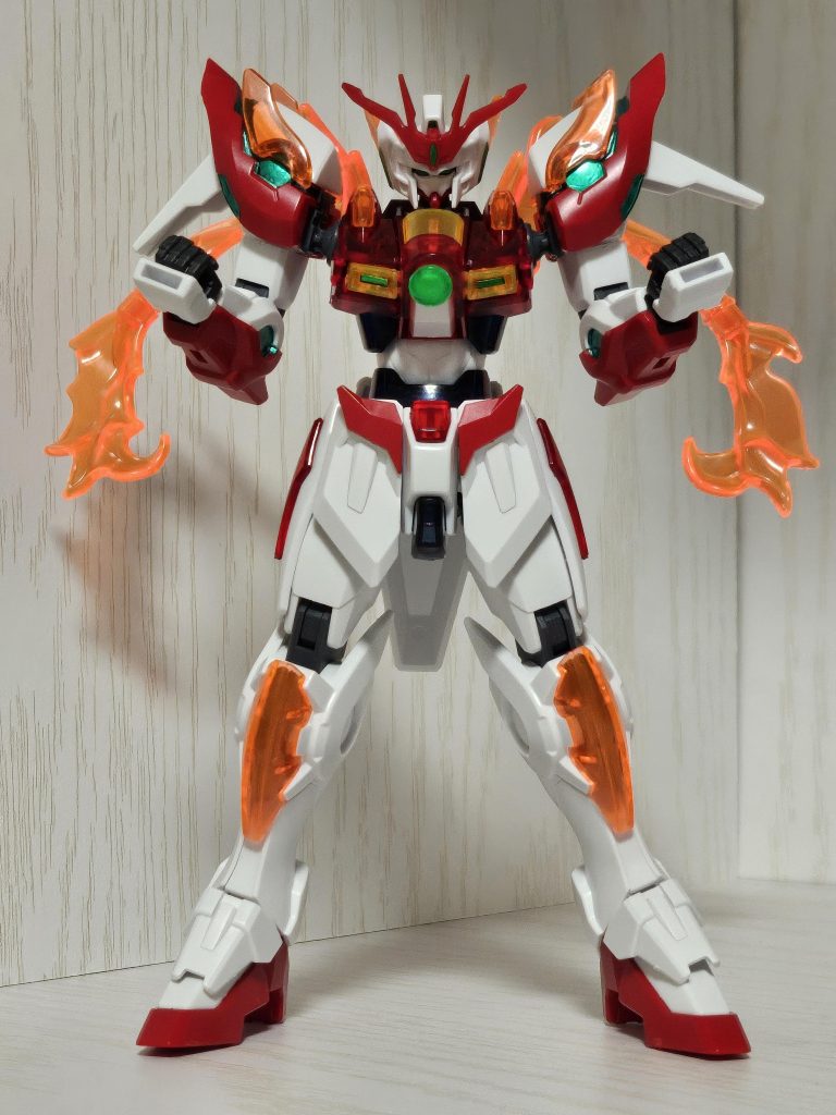 背部ウイングユニットを取り外す事で剣式(けんしき)からウイングガンダムゼロ炎・拳式(けんしき)にモードチェンジする。