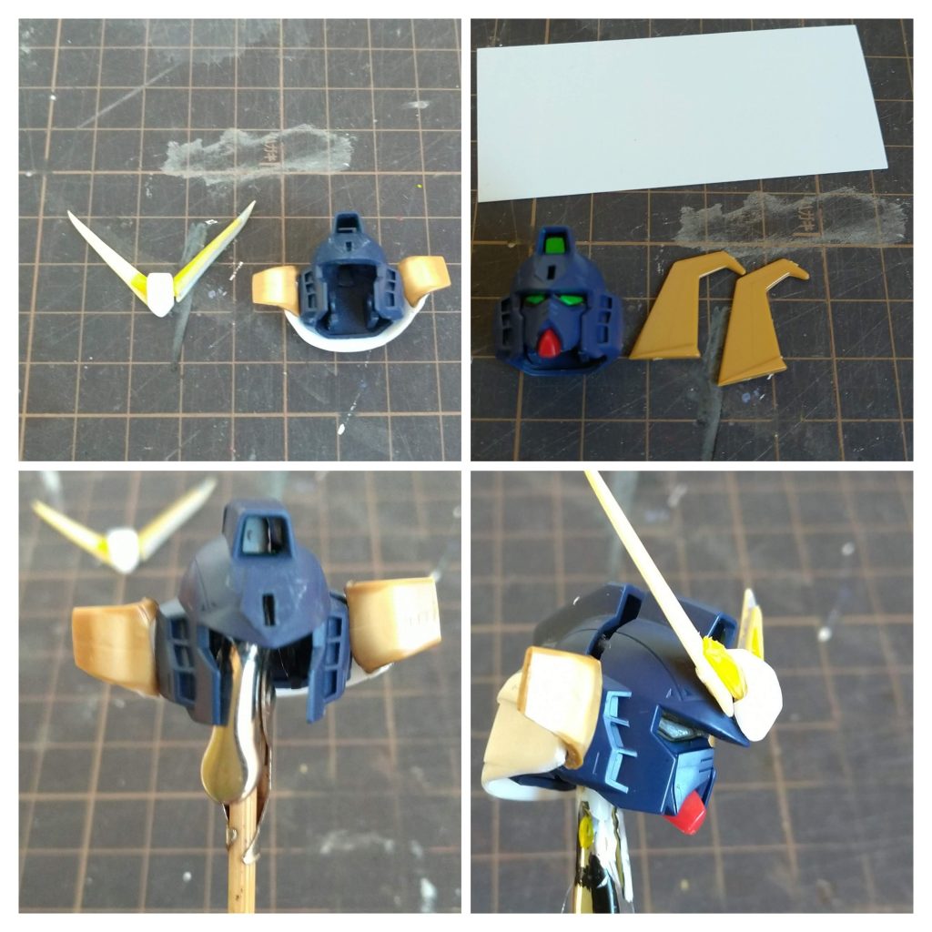 まずは頭部。余っていたマーク2とグラブロの爪パーツ、折れたアンテナブレードを修理して製作。