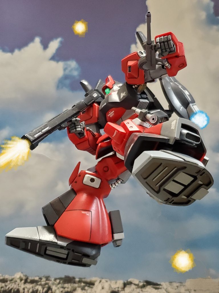 アムロのリック・ディアスは高機動を活かしハイジャンプ~💨青きハイザックに対し上空より迫り、急降下しながらクレイバズーカを放つ~✴️