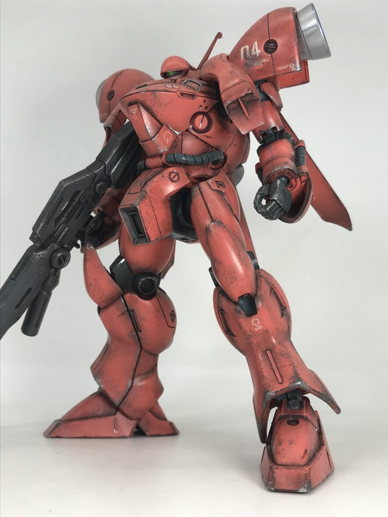 ウェザリング工程は…つや消しスプレー→水性ホビーカラー焼鉄色とシルバーでチッピング→リアルタッチマーカーブラウン1で陰影付け→ウェザリングカラーマルチブラックでウォッシング→5〜6年放置→バーニアに差し色追加