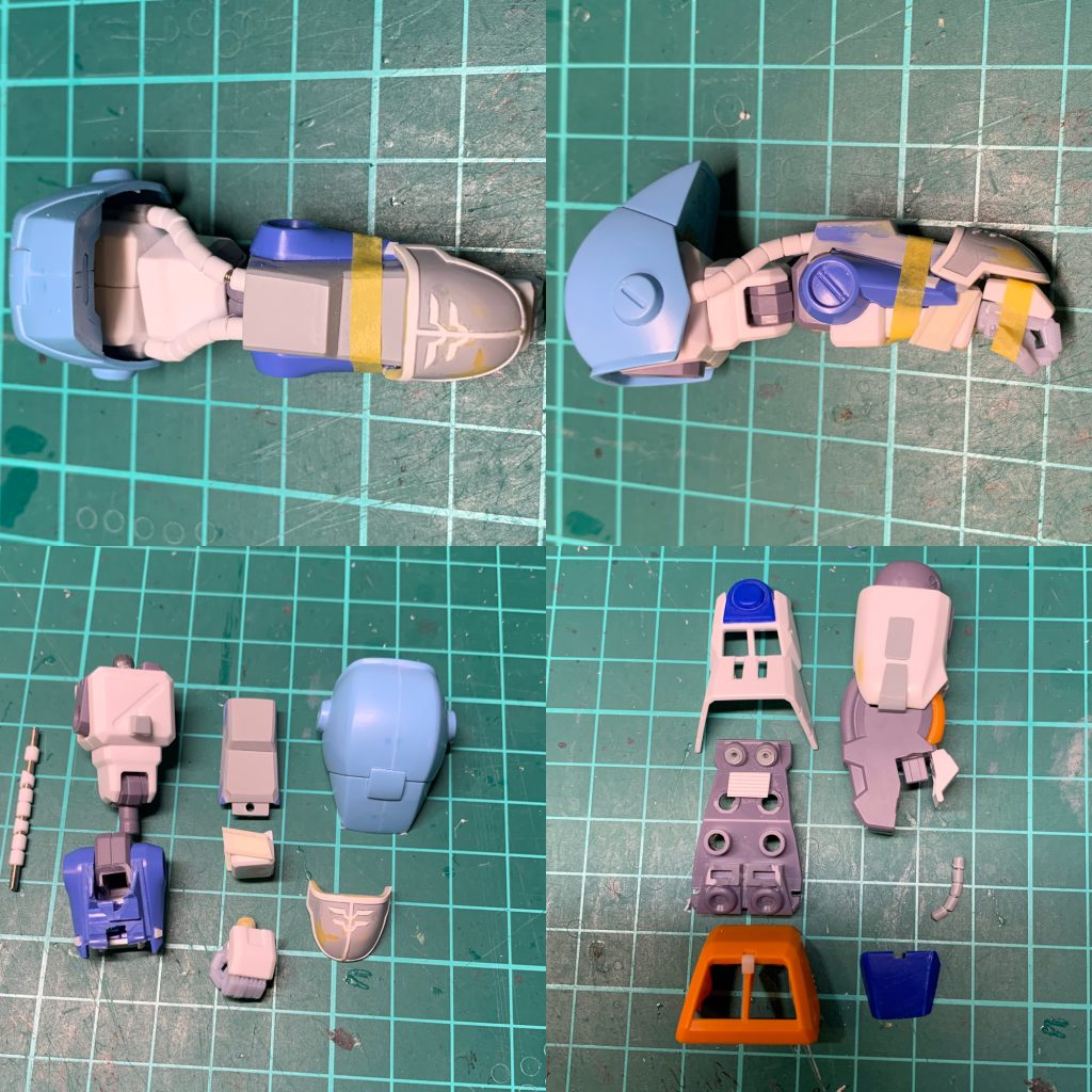 腕のパイプは角度の違うパーツで曲線にしています。このパイプのおかげで腕の可動が制限されてしまいますが、ディスプレイするだけなので問題なしです。