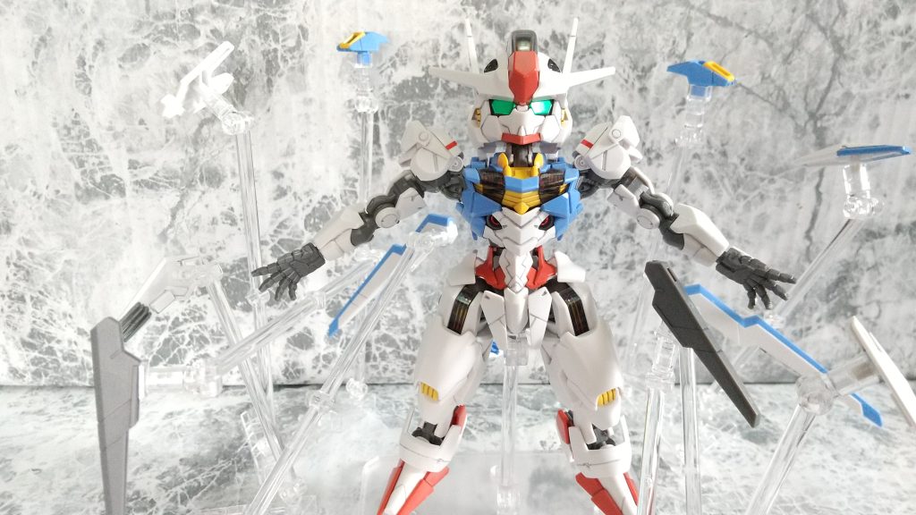 水星の魔女 第1話 ディランザ グエル専用機との戦闘中 ビットステイヴをパージするシーン風に撮影