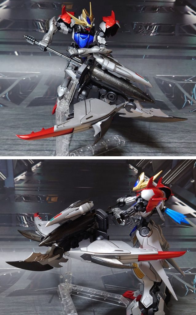 必殺技、“アメイジングアイアンブラッド”発射形態。このとき、クロー部分(天式の脚)は余剰となります。