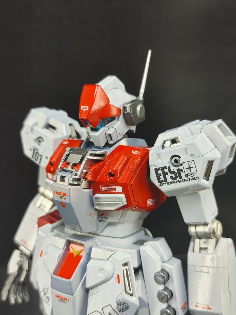 D型ジェガン増加パーツを着けるとスジ彫りとデカールの大部分は隠れますが、練習台にしました。