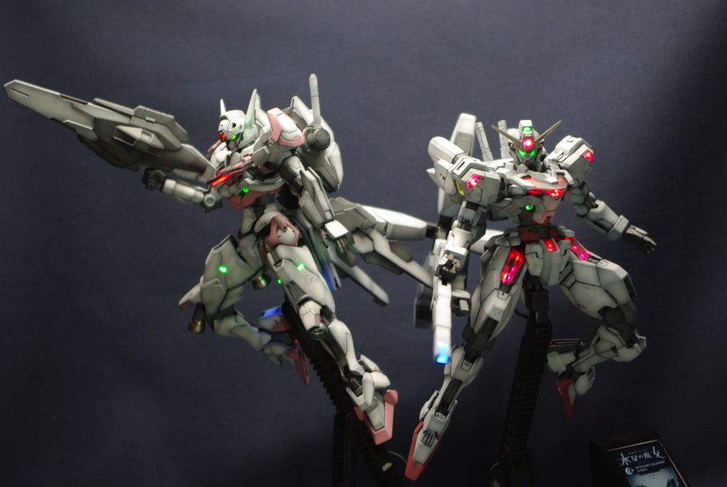 以前作成したルブリスと2ショット。同じオックスアース社コンペで競ったライバル機ですね。https://gumpla.jp/hg/1339976