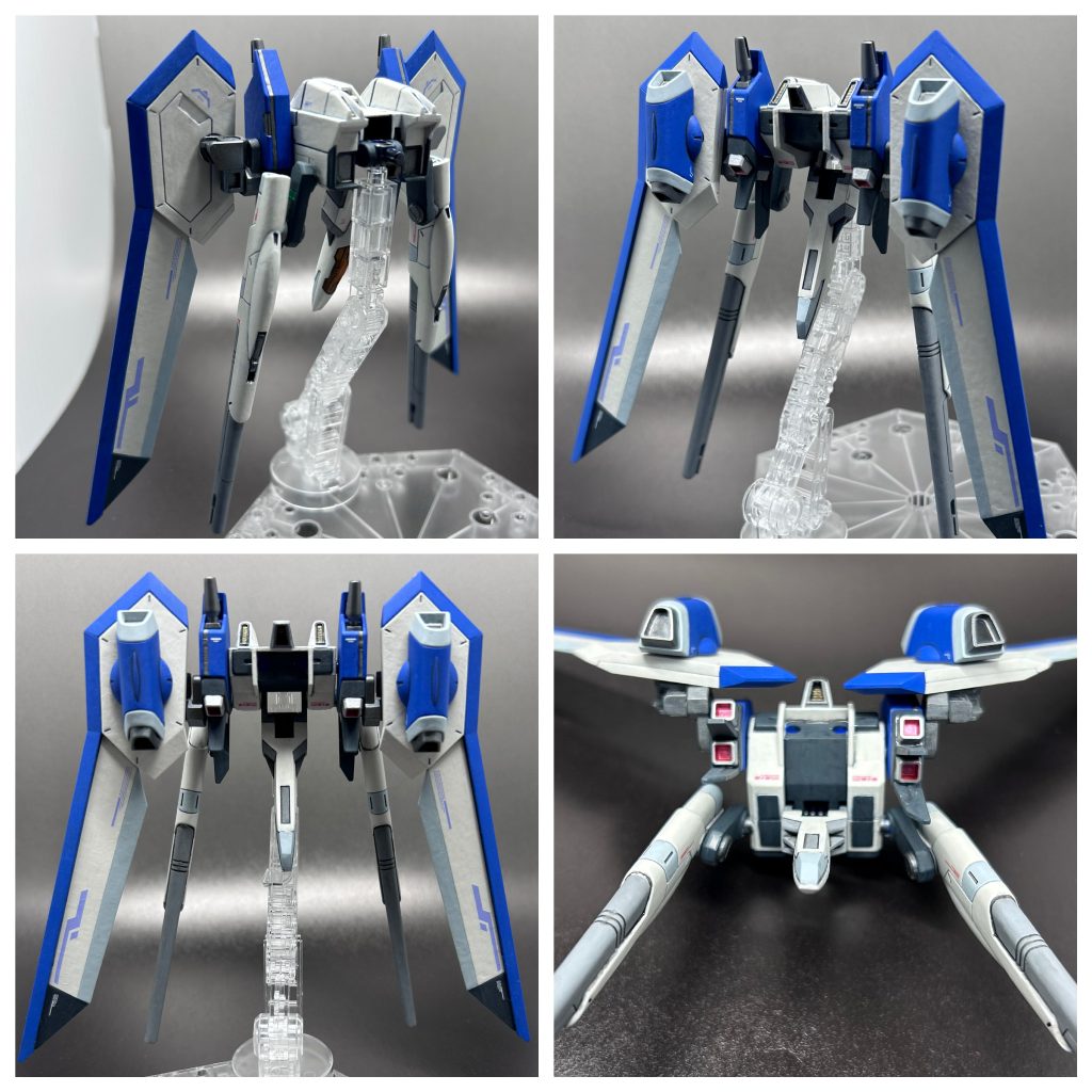 ドッキング形態は基本そのまま。接続穴にGNドライブを追加しようとしましたが、ウイングの可動域が狭くなった為、見送り赤部はメタリックレッドで。