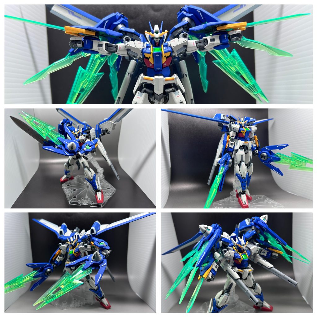 集光樹脂エフェクトを追加。ハイマットモードを意識してウイングを可動。ジャスティスの様に寝かせたり、フリーダムのように広げたりと。バスターソードは思ったより重かった‥。