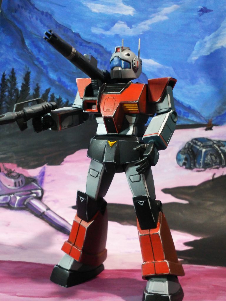 旧キット　MSV  1/144　ジムキャノン（ボックスアート風）–5枚目/制作者：かわまる（田舎おやじの模型時代）