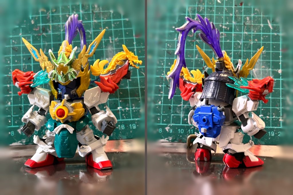 塗装前。胸と腕はBB戦士297スターゲイザーガンダム、腰と足はBB戦士396ビルドバーニングガンダムより。