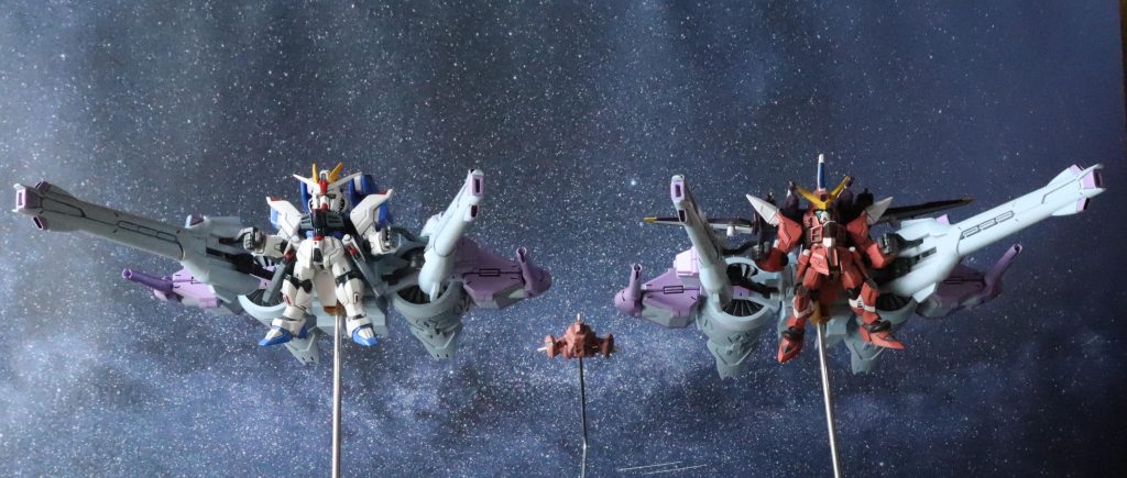 フリーダムガンダム、ジャスティスガンダム、ミーティア（MSアンサンブル）–2枚目/制作者：tytaniaIII