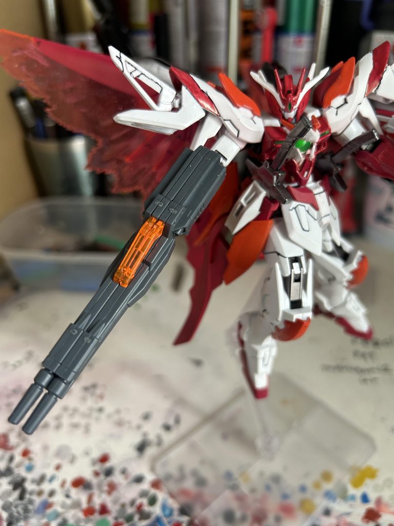 光の翼も展開可能です。とまあ、一杯写真とってたのですが、これまでですね(^^;;もともとウイングゼロ炎の翼パーツは以前作ったキュベレイに移植しちゃいましたので、今回本体部分となにか合わせらないかな？って思い、近くの駿河屋で、旧デスティニーの作りかけのキットが850円で売ってたので、これと合わせてみるかな？って思い作った感じです。てか思ったんですけど、ウイングゼロのゼロシステムとデスティニーの起動力を掛け合わせたら、かなりえぐいことになる気がするのは、、、私だけでしょうか、、、wwとまあ長話もすぎるので、これにて失礼しまーす！ε=ε=ε=ε=ε=ε=┌(;￣◇￣)┘