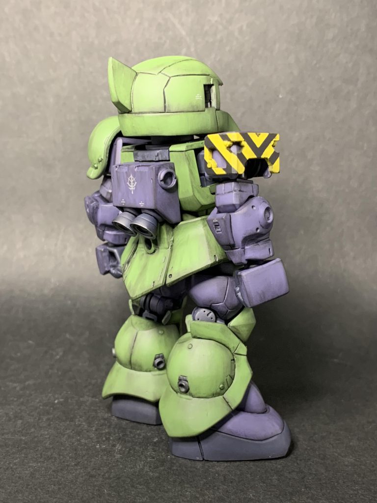 1stザクⅠとオリジンザクⅠは、けっこうデザインが違うので再現が大変でした。