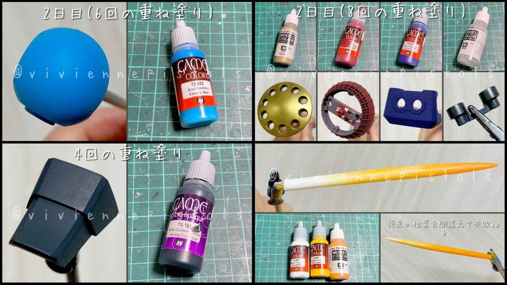 その他の工程*水転写デカールの貼り付け*モノアイのレンズは、レジンで表現*レッドポイント部分は、レジンを使用*使用塗料
