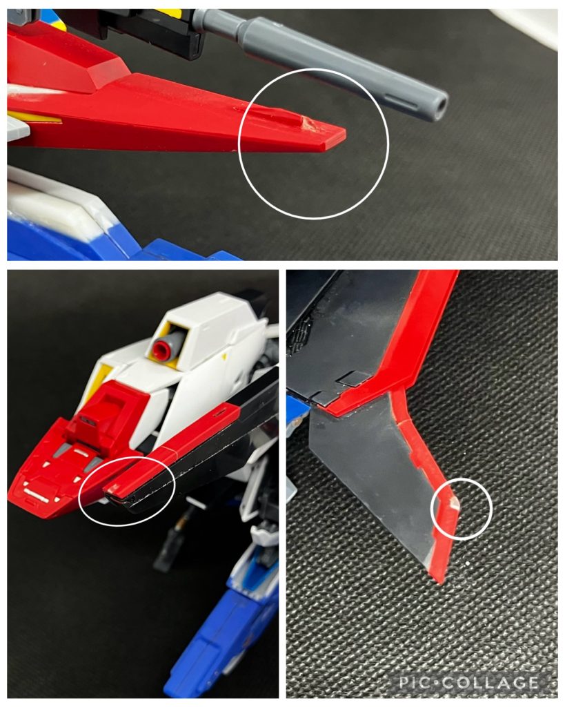 両翼と機首、テールスタビライザーにクリアパーツでポジションランプを追加。航空機をイメージさせるディテールを加えました。