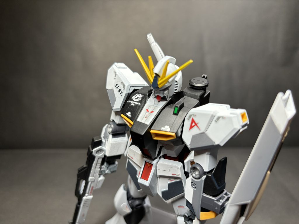 塗装段階で「ネイビー部分黒サフで十分カッコよくないか」という怠け心が出て他の部分も黒で統一しました。嫁も気に入ってたのでガイアノーツさんありがとうございます。