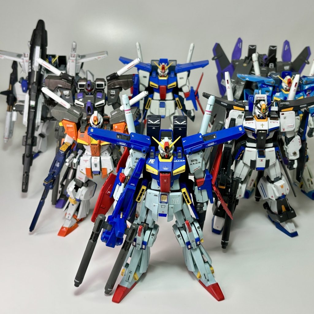 我が家のZZ軍団でパシャリ。プロトタイプZZガンダム 風https://gumpla.jp/hg/1853843量産型ZZガンダム 風（白/オレンジ）https://gumpla.jp/old/1884792量産型ZZガンダム 風（黒の旧作）https://gumpla.jp/hg/889759シータプラス 風https://gumpla.jp/hg/15419641/144 FAZZ 風https://gumpla.jp/old/1875073ZZガンダム カラバ所属機https://gumpla.jp/hg/1823433 