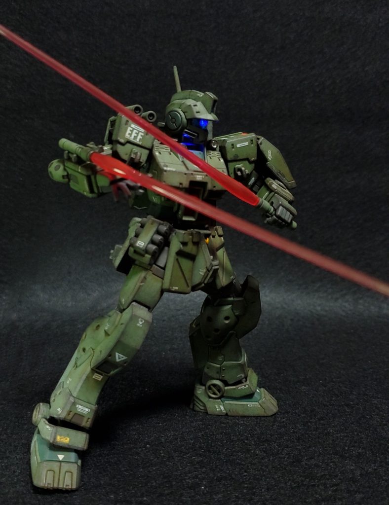 HG 1/144 ジム・スパルタン(部分塗装、電飾、ウェザリング)–7枚目/制作者:Chohnan