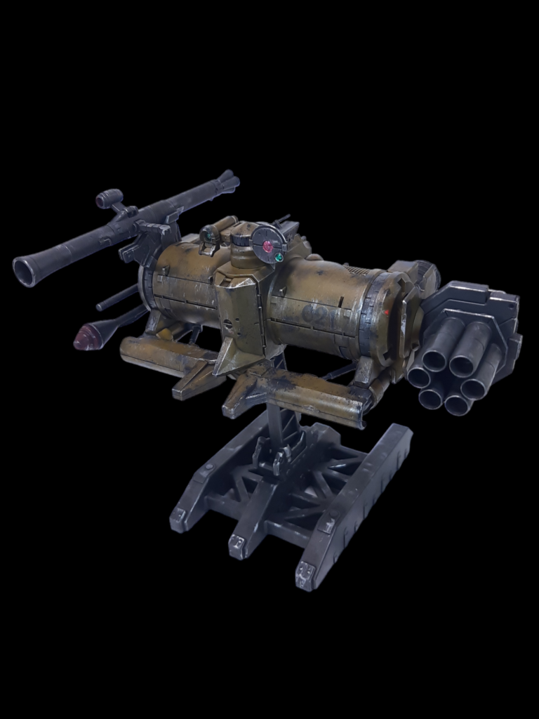 工程①素組み②部分塗装③水転写デカール④トップコート(半光沢)⑤ウェザリングカラー(マルチブラック)⑥スポンジチッピング(水性ホビー ダークグレー)⑦ドライブラシ(エナメル クロームシルバー)以上です。