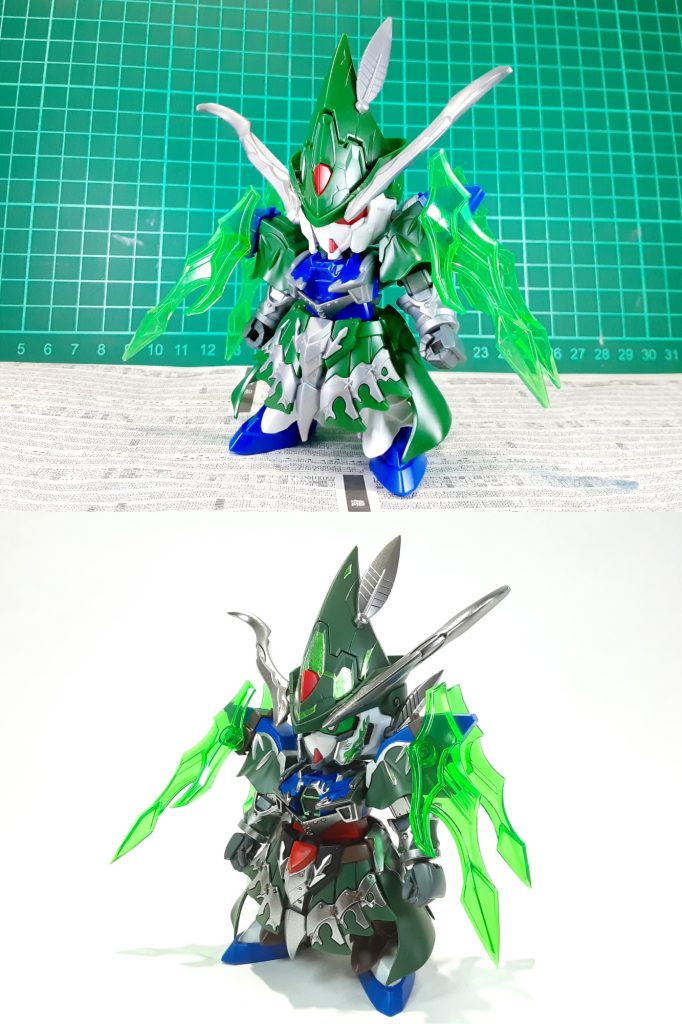 塗装前との比較基本的な加工は全体のシャープ化のみ、ローブの裾は薄く削り込んで精鍛に、帽子の先端はプラ板を貼って鋭利にしてます