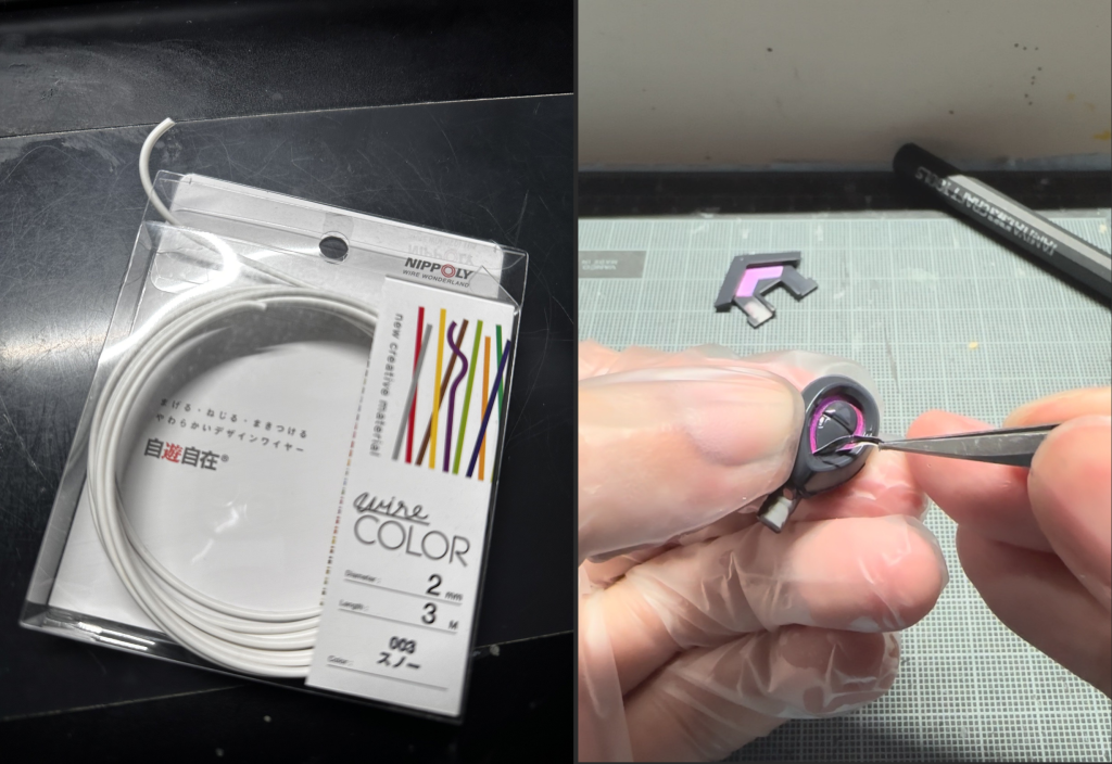 ・腰の動力パイプは自由自在ワイヤーを取り付けました。・蛍光塗装した箇所にキットのホイルシールをマスキング代わりに使用し効率よく塗分けができました。