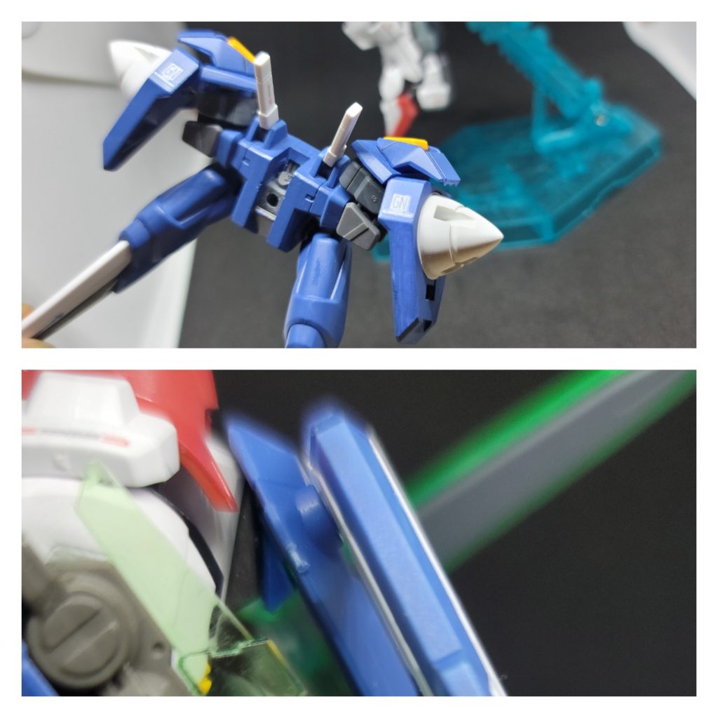 肩横ではなくバックパックにGNドライヴを取り付けビットステイヴ2基はツインドライヴの制御用に腰のビットは割と雑にランナーの切れ端入れて角度を付けました