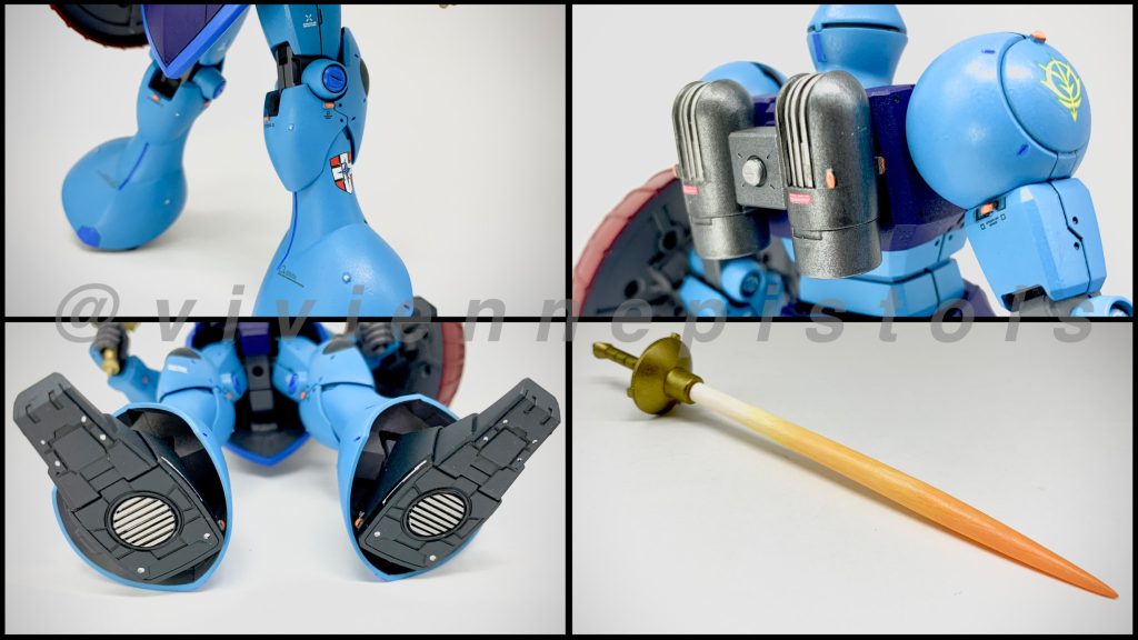 制作工程*合わせ目消し(後ハメ加工あり)*アンテナの延長*モノアイを制作*スジ彫りでモールドの追加*プラ板やプラ棒、別パーツを使いディテールアップ*ダクトの制作